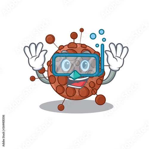 Neisseria mascot design swims with diving glasses