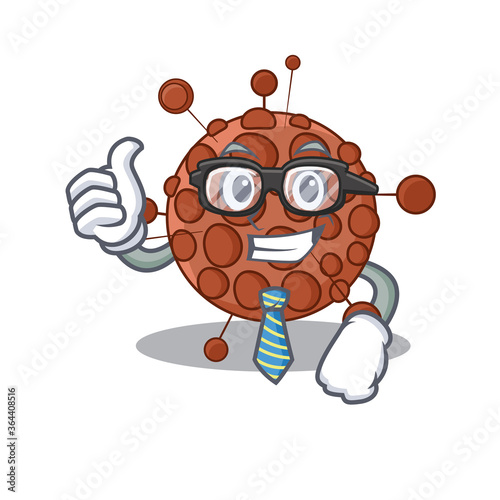 cartoon mascot style of neisseria Businessman with glasses and tie