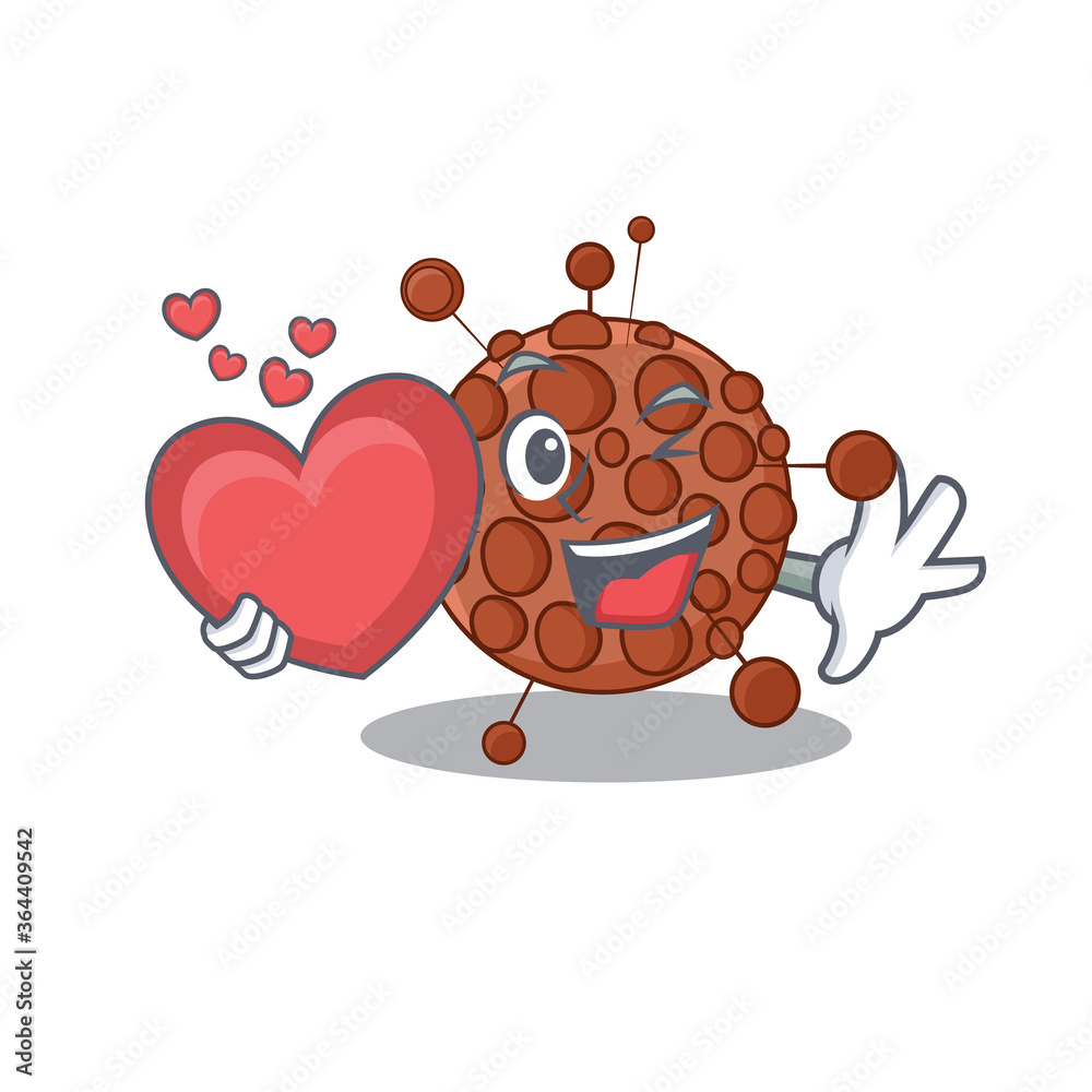 A lovable neisseria caricature design style holding a big heart A lovable neisseria caricature design style holding a big heart