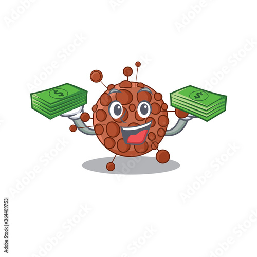 A wealthy neisseria cartoon character having much money on hands