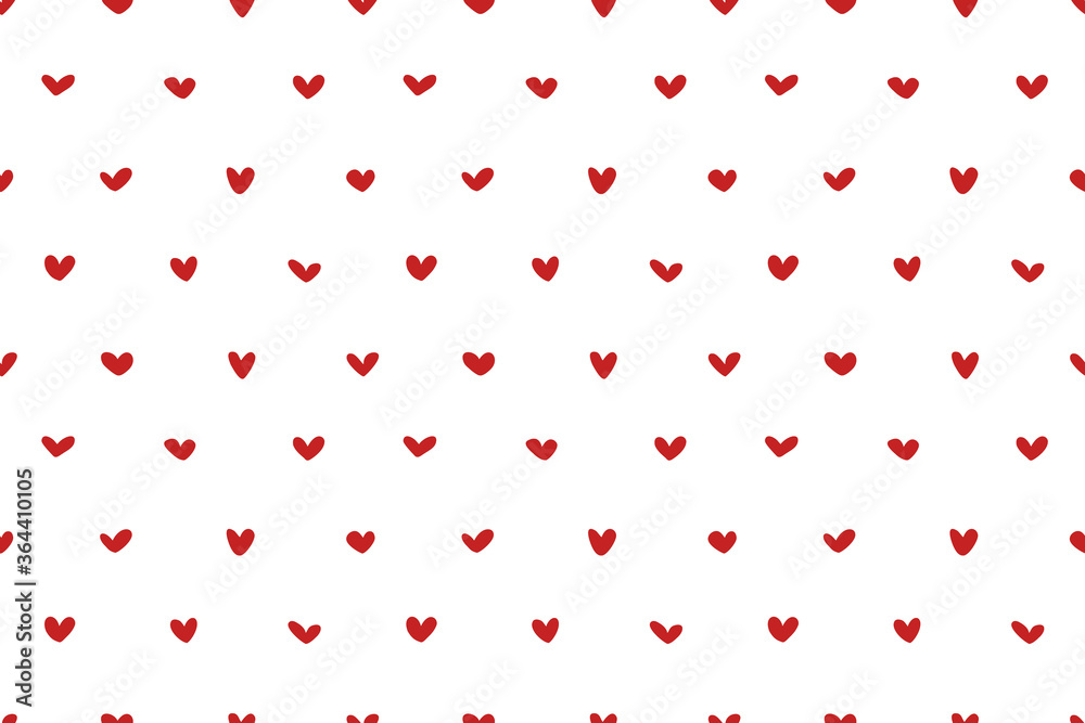 Vector seamless pattern with hand drawn hearts. Cute design for fabric, wrapping, wallpaper for Valentine's Day