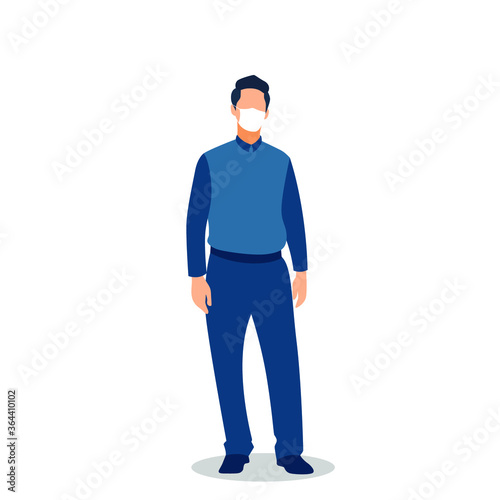 Vector illustration of a standing man wearing a mask.