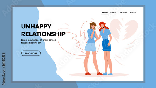Unhappy Relationship Girlfriends Couple Vector Illustration