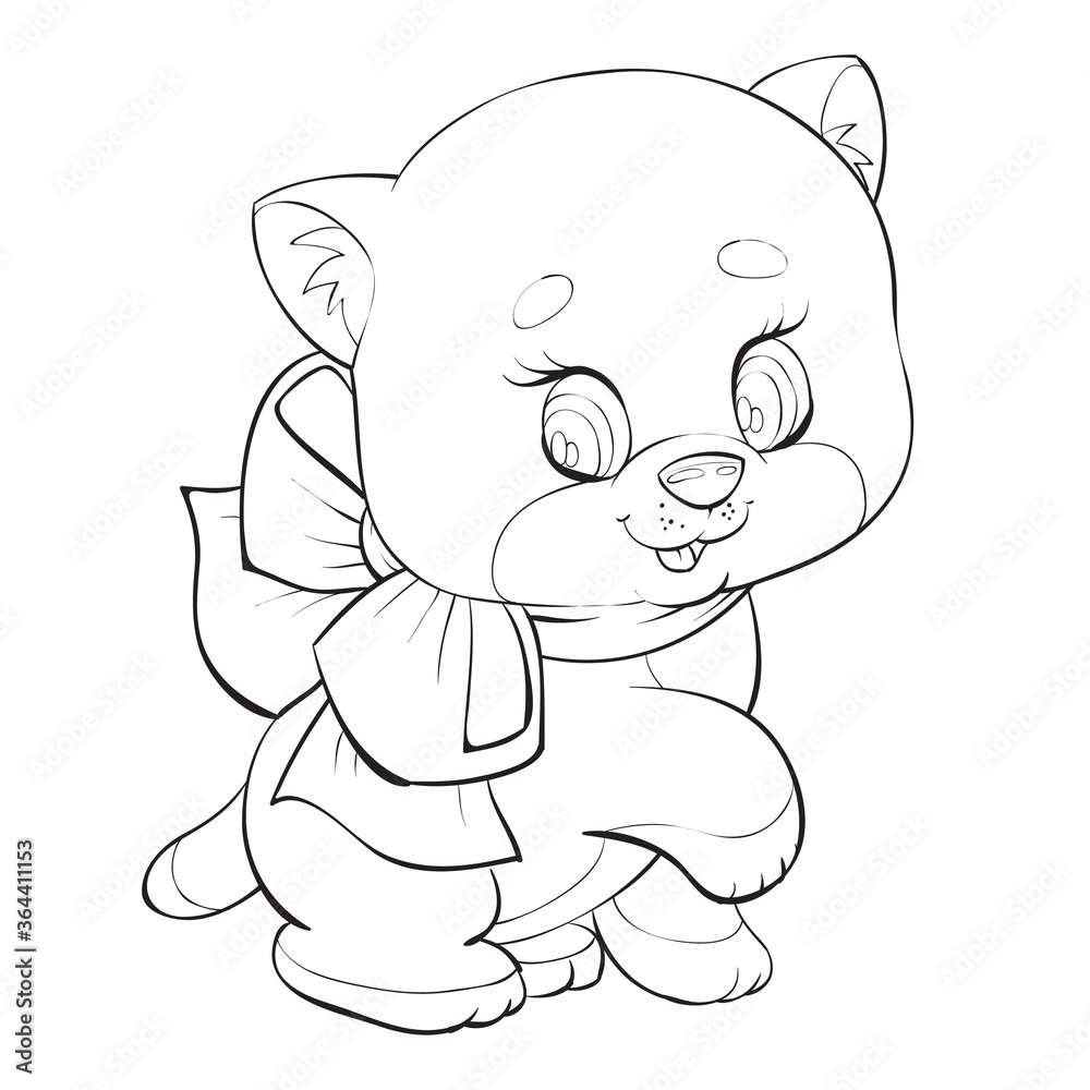 sketch of a cute kitten with a bow on his neck, cartoon illustration, isolated object on a white background, vector illustration, sketch of a cute kitten with a bow on his neck, cartoon illustration, isolated object on a white background, vector illustration,