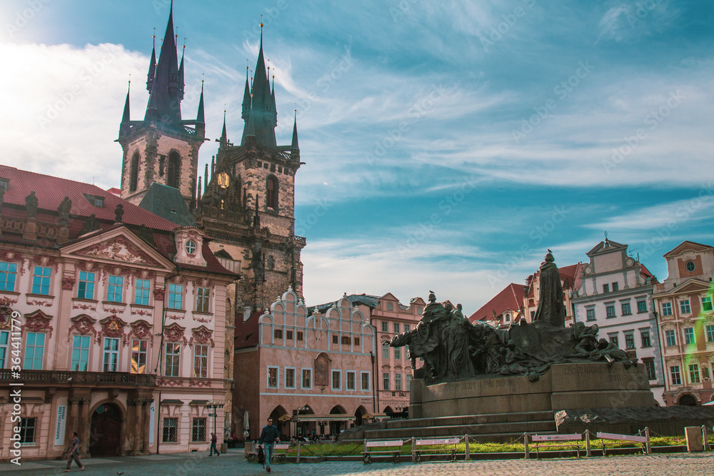 Fototapeta premium Scenic view of historical center Prague, Charles bridge, and buildings of the old town, Prague. is the capital and largest city in the Czech Republic, the 13th largest city in the European Union.