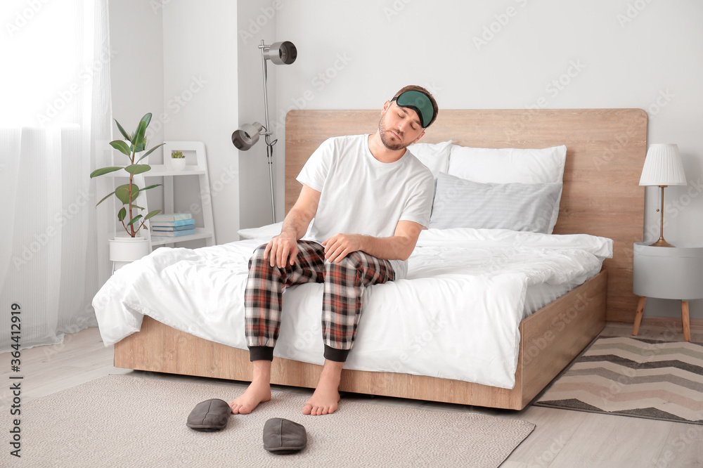 Male sleepwalker in his bedroom Male sleepwalker in his bedroom