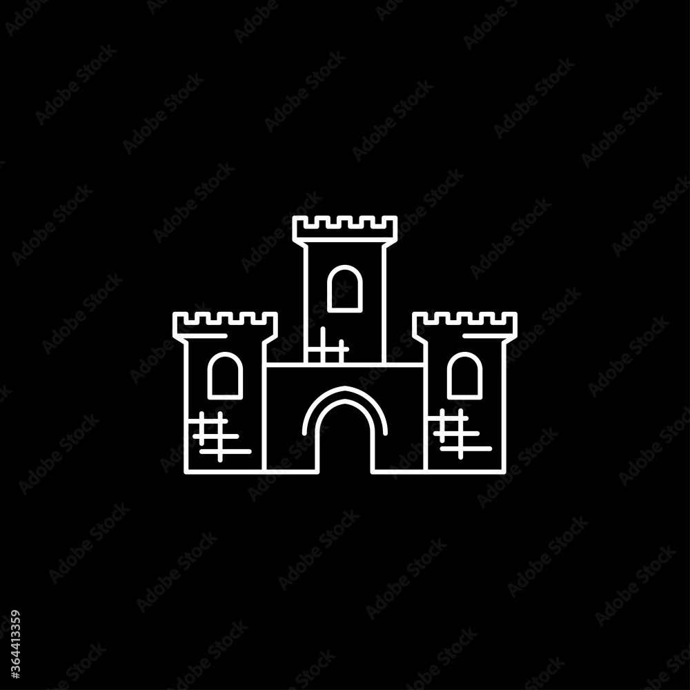 Castle icon. Castle tower icon or symbol. Vector illustration.