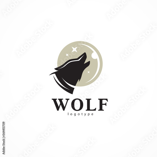 Wolf logo moon and stars