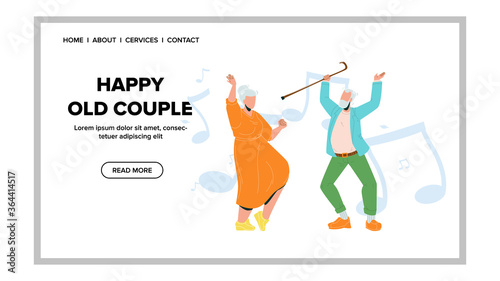 Happy Old Couple Dancing Celebrative Time Vector
