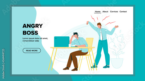 Angry Boss Loud Screaming On Employee Man Vector