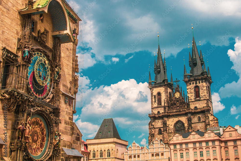 Obraz premium Scenic view of historical center Prague, Charles bridge, and buildings of the old town, Prague. is the capital and largest city in the Czech Republic, the 13th largest city in the European Union.