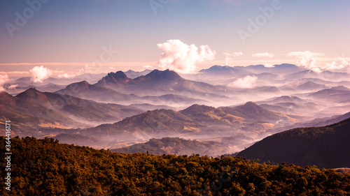 Minas Gerais Landscape. Landscape overlapping mountains. Wilderness area with pristine vegetation and nature. Smooth colors.