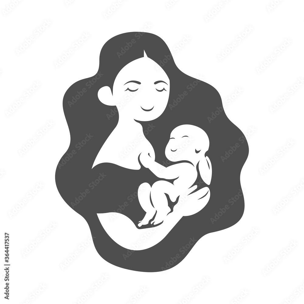 Mom and Baby logo vector template, Illustration symbol, Creative design