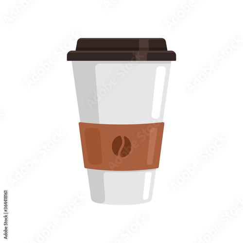 Coffee cup vector illustration isolated on white background. Plastic coffee cup coffee in flat style