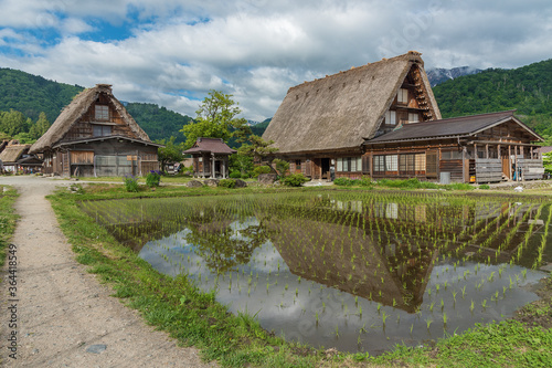 Historic Village of Shirakawa-go in Japan in Springtime