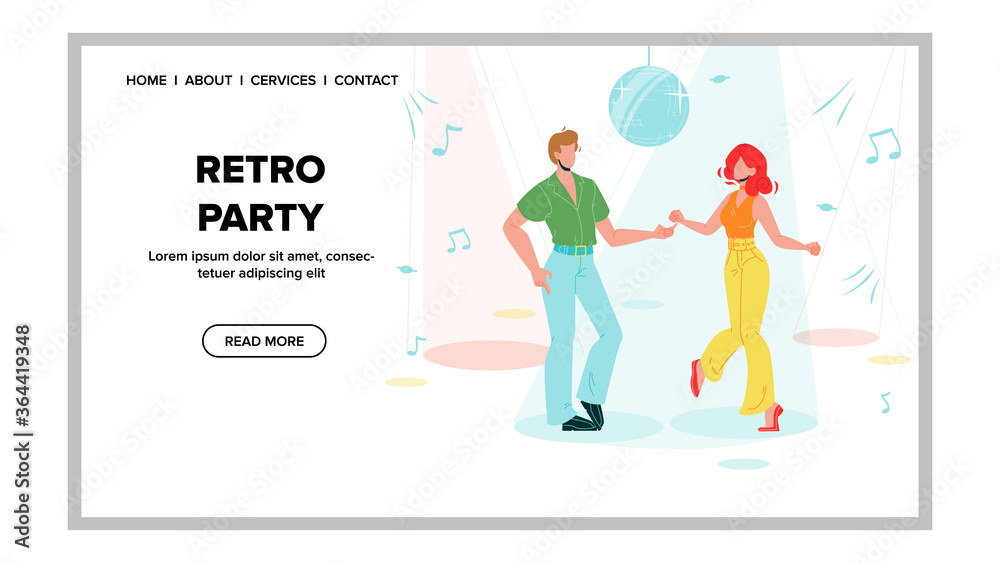 Retro Party Festival Event In Dancing Club Vector