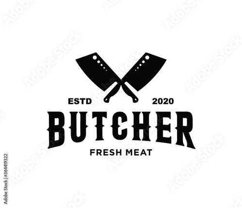 Logo of Butchery meat shop with Meat knives. Butchery logo template