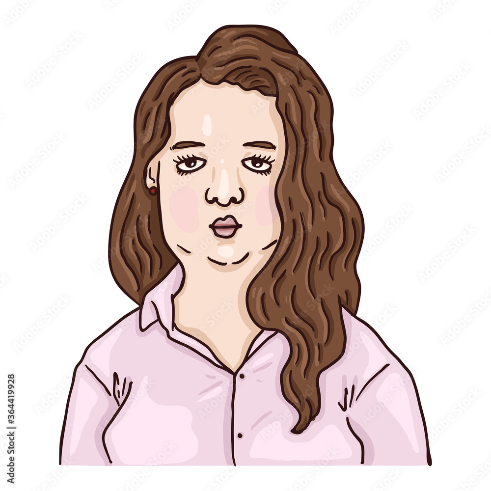 Vector Cartoon Character - European Young Woman. Vector Cartoon Character - European Young Woman.