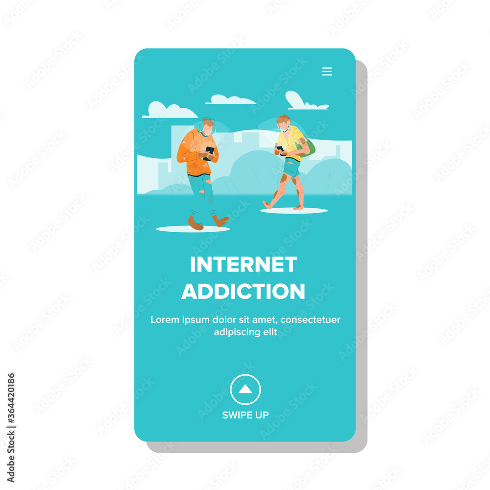 Internet Addiction And Humanity Degradation Vector Illustration Internet Addiction And Humanity Degradation Vector Illustration