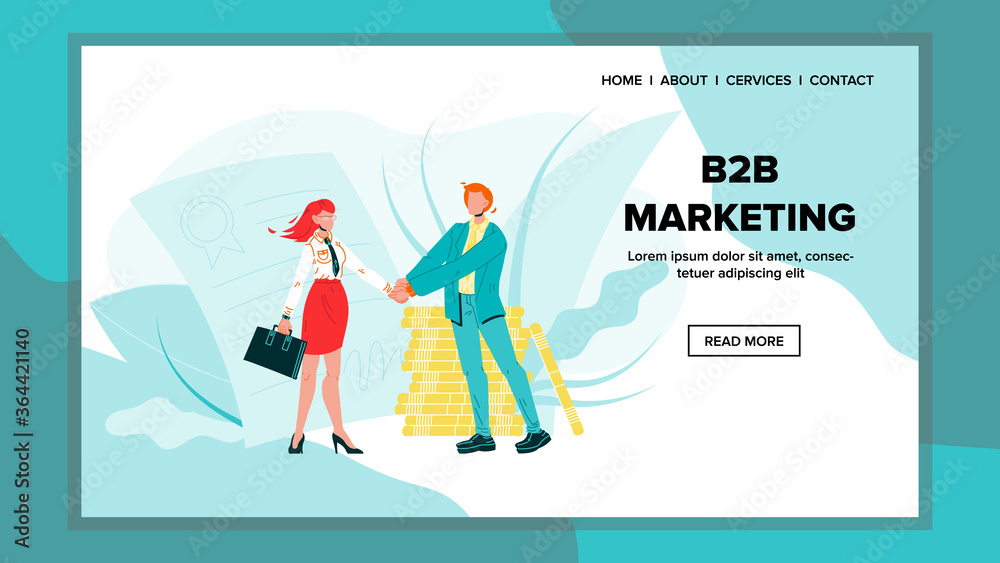B2b Marketing And Successful Business Deal Vector