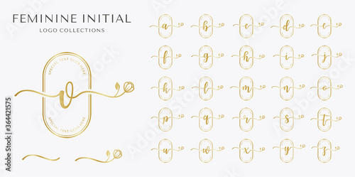 set of feminine logo concept with flower element.
