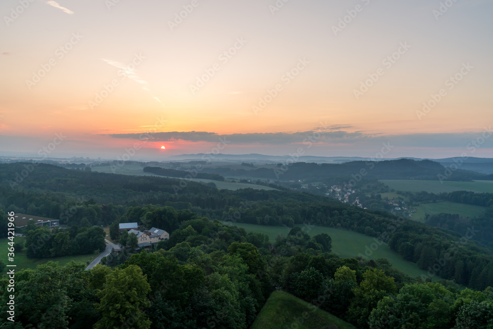 Sunset view from the Fortress Koenigstein in the Saxon Switzerland