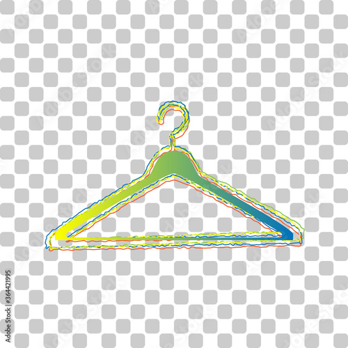Hanger sign illustration. Blue to green gradient Icon with Four Roughen Contours on stylish transparent Background. Illustration.