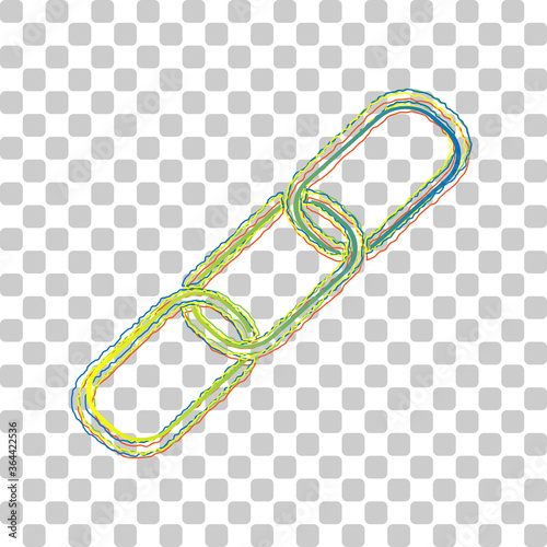 Link sign illustration. Blue to green gradient Icon with Four Roughen Contours on stylish transparent Background. Illustration.
