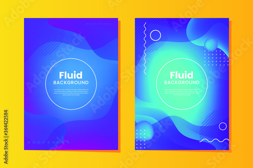 Set of Vertical A4 Abstract Fluid 3D Background with Liquid Modern Shapes . Isolated Vector Elements  © treter