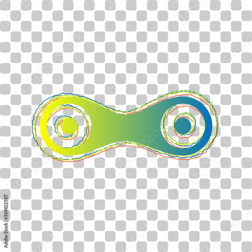 Link sign illustration. Blue to green gradient Icon with Four Roughen Contours on stylish transparent Background. Illustration.