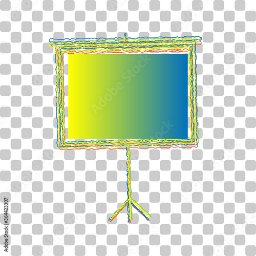 Blank Projection screen. Blue to green gradient Icon with Four Roughen Contours on stylish transparent Background. Illustration.