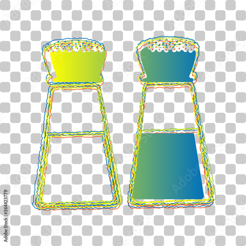 Salt and pepper sign. Blue to green gradient Icon with Four Roughen Contours on stylish transparent Background. Illustration.