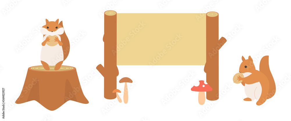 リスと木の看板のイラスト 横長 Stock Vector Adobe Stock リスと木の看板のイラスト 横長 Stock Vector Adobe Stock