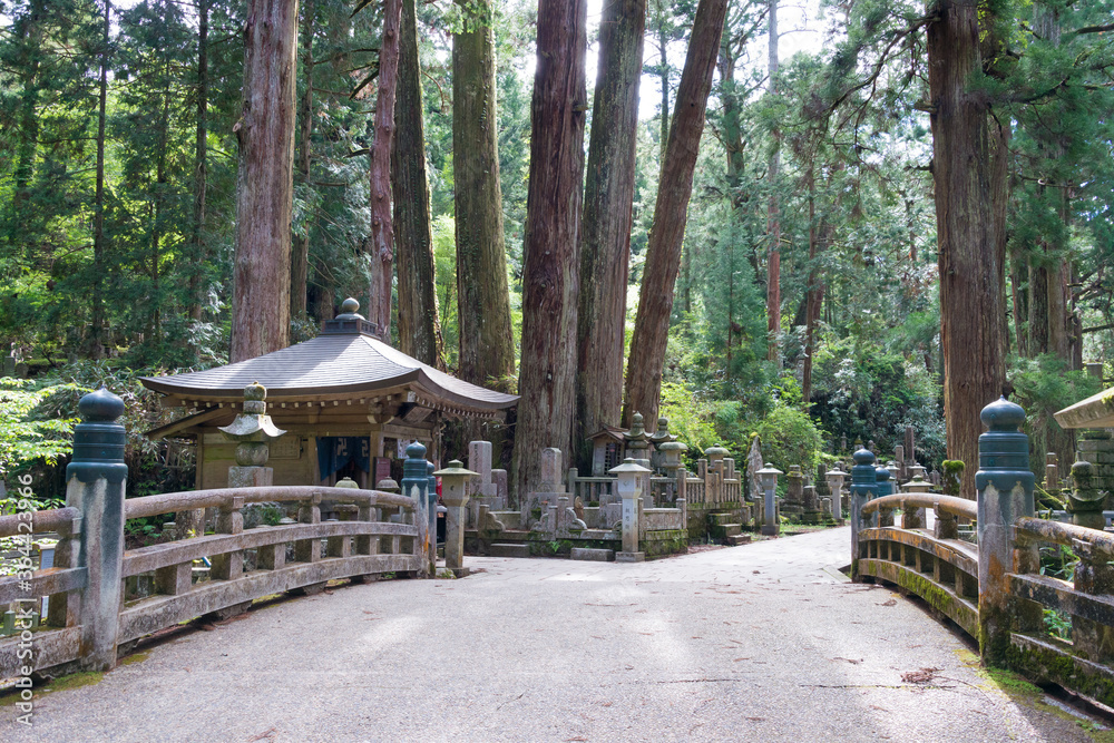 Okunoin Cemetery at Mount Koya in Koya, Wakayama, Japan. Mount Koya is UNESCO World Heritage Site. Okunoin Cemetery at Mount Koya in Koya, Wakayama, Japan. Mount Koya is UNESCO World Heritage Site.