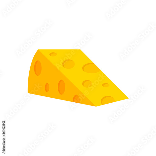 Flat cheese, a piece of cheese icon, vector illustration isolated on a white background