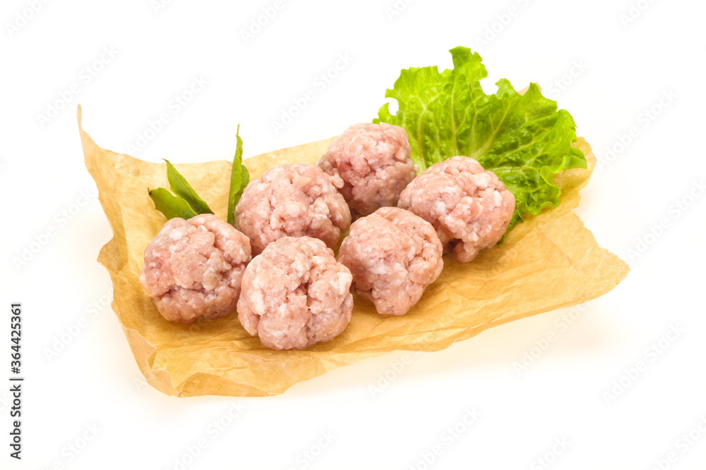 Homemade raw pork minced meatball for cooking Homemade raw pork minced meatball for cooking