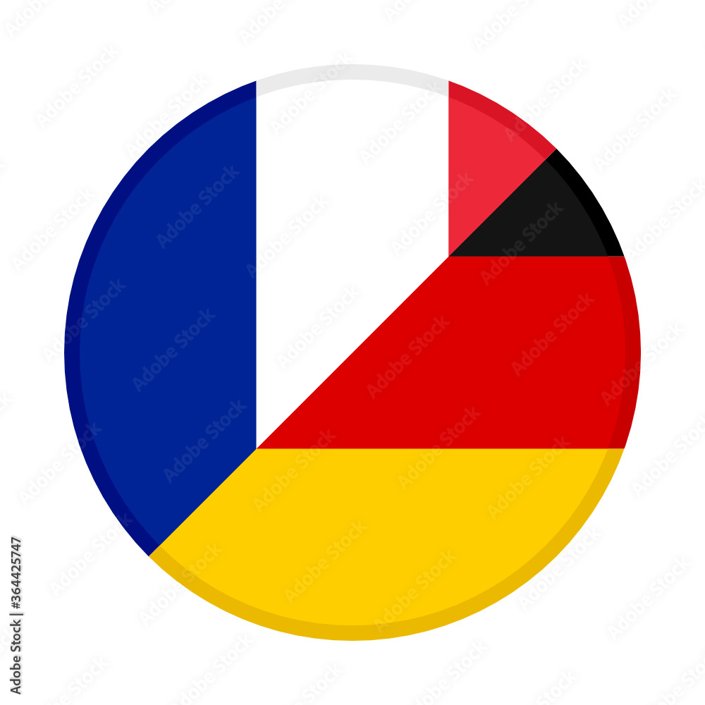 Fototapeta premium round icon with france and germany flags