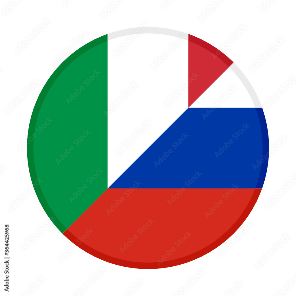 round icon with italy and russia flags round icon with italy and russia flags