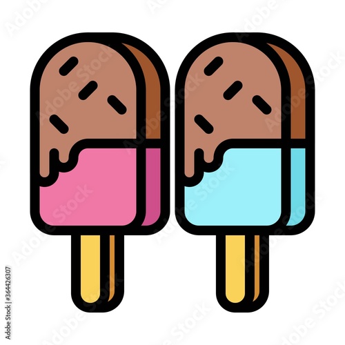 birthday or new born baby related kulfi or ice cream toping with chocolate vectors with editable stroke,
