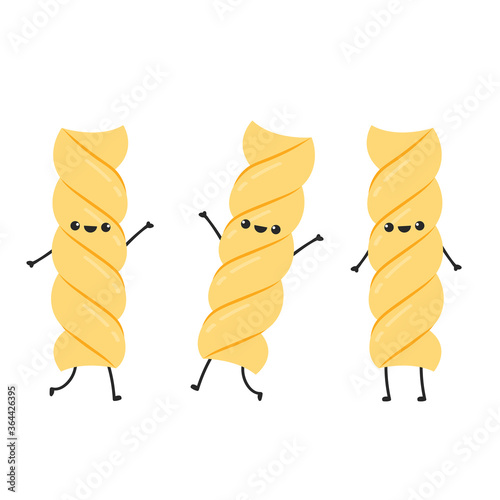 Pasta noodles character design. Pasta noodles on white background. 