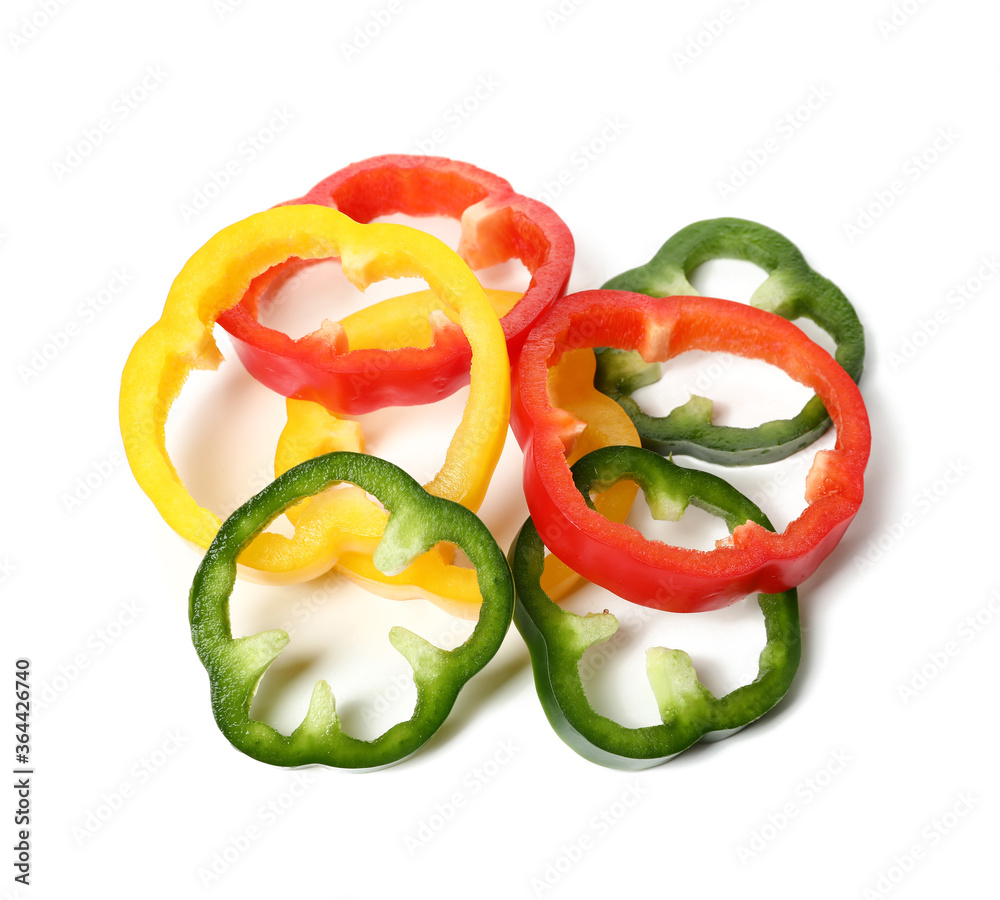Cut bell peppers on white background Cut bell peppers on white background