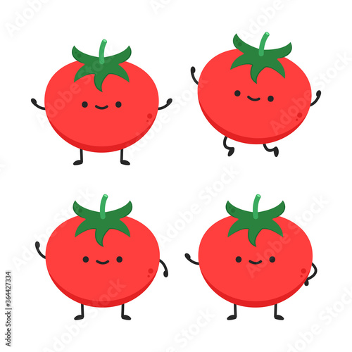 Tomato cartoon. Tomato character design. Tomato on white background.
