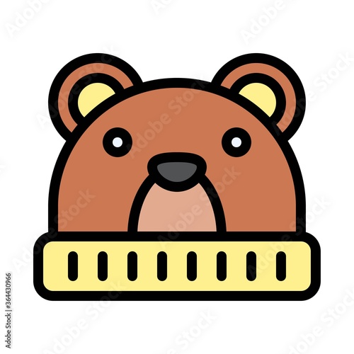 baby shower related small kid or children winter bear face cap vector with editable stroke,