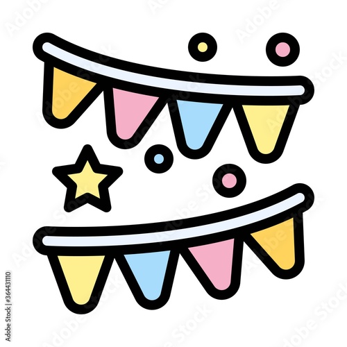 baby shower related celebration on new born baby with decoration banner and stars vector with editable stroke,