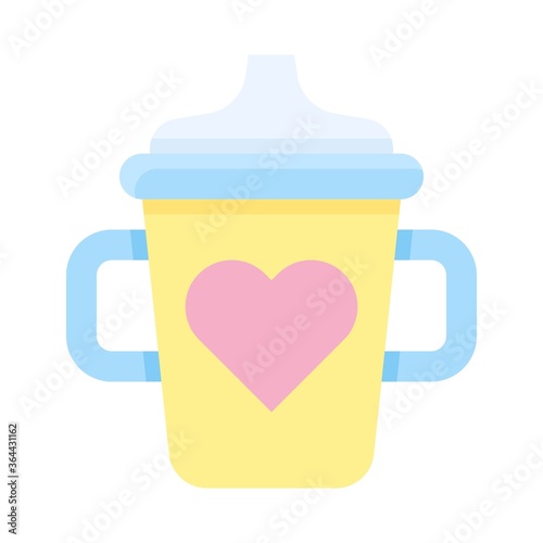 baby shower related heart on baby milk bottle or fedding bottle vector in flat style,