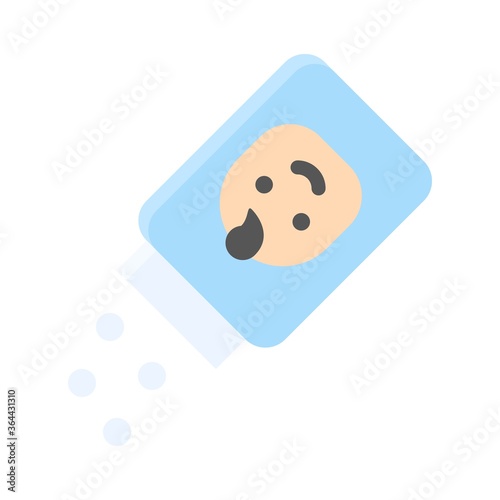 baby shower related baby face on small children or baby powder bottle with heart vector in flat style,