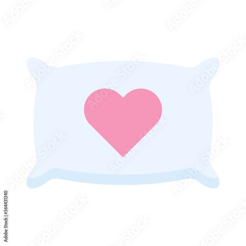 baby shower related heart on baby sleeping pillow or bedroom pillow vector in flat style,