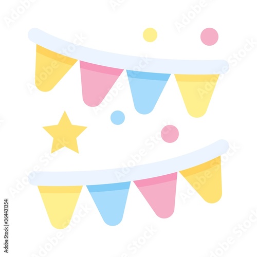 baby shower related celebration on new born baby with decoration banner and stars vector in flat style,
