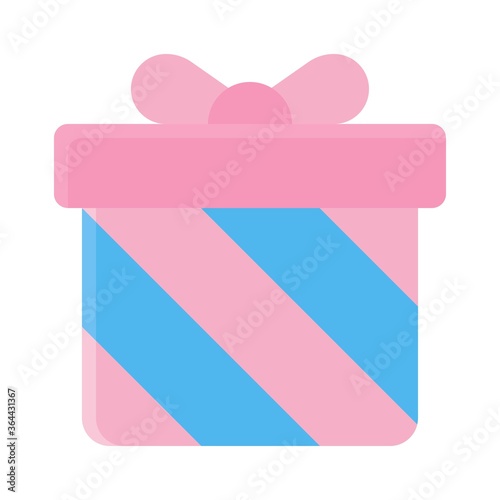 baby shower related gift box for baby with decoration ribbon or bow vector in flat style,