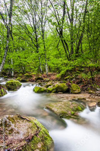 Crimea mountain streams and waterfalls  long time exposure